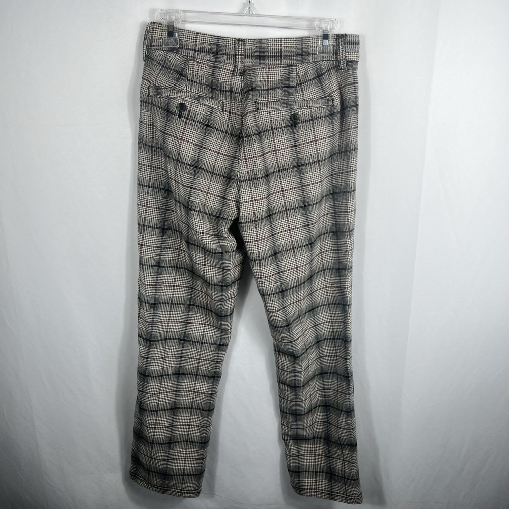 American Eagle Stretch Women's Plaid Pants Size 6 Red Black Tan Button Zip - Picture 3 of 8